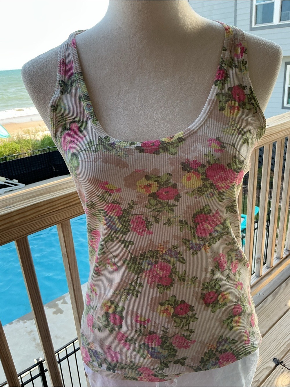 FARM Rio Floral Ribbed Scoop Tank Top